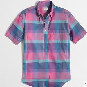 J.Crew Mens Short Sleeve Popover Shirt in Plaid Sz S